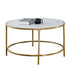IF-2654 Coffee Table Set, 3Pc, Gold Base, MDF Faux Marble Top
