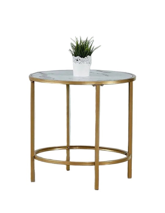 IF-2654 Coffee Table Set, 3Pc, Gold Base, MDF Faux Marble Top