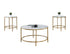 IF-2654 Coffee Table Set, 3Pc, Gold Base, MDF Faux Marble Top