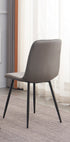 C-1817 Dining Chair, Soft Grey Velvet, Stitching Details, Black Steel Legs, (Set of 2)