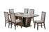 IF-1620 Dining Set, 7Pc, White, High-Gloss Faux Marble Finish, Rustic Brown Base