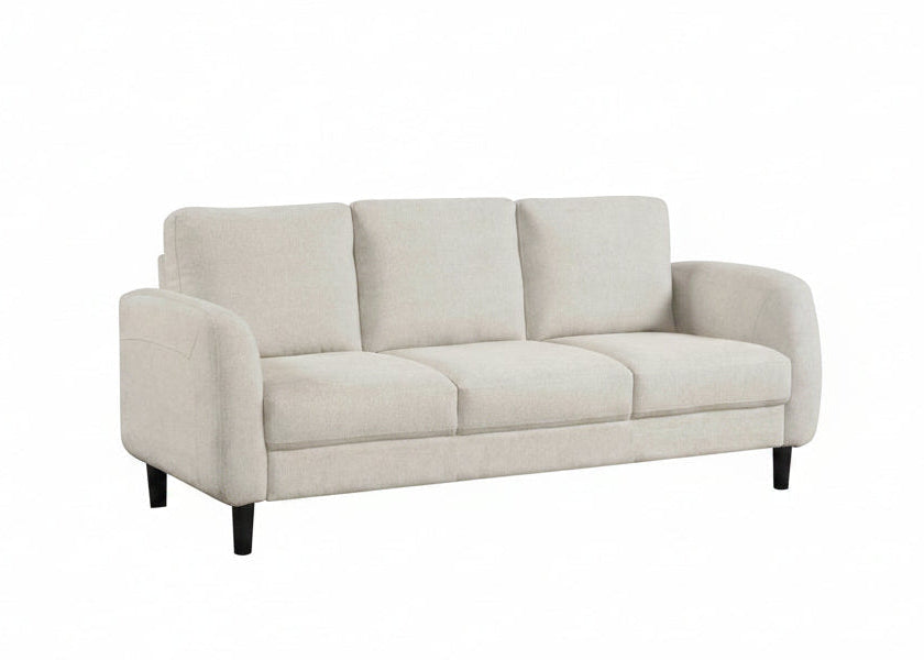 IF-8251 Sofa Set, 3Pc, Beige, Soft-Touch Fabric, Black Legs