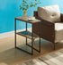 IF-080 Side Accent Table, Taupe, Wood Top, Black Steel Frame