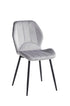 C-1535 Dining Chairs, Light Grey Velvet, Black Legs, (Set of 2)