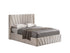 IF-5872 Lift Bed, Cream Fabric, Enclosed Storage, Elegant Fan-Tufted Headboard and Footboard