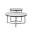 IF-2620 Coffee Table Set, 2Pc, Nested, Sintered Stone White Marble Top, Black Steel Base