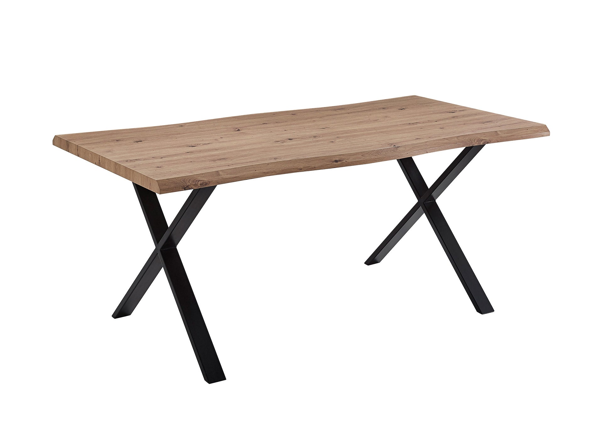 T-1808 | C-1821 Dining Set, 7Pc OR 5Pc, 71" Wood Top Table, Black Metal X-leg Base, Black Chairs