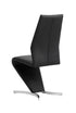 C-1782 Dining Chair,  Upholstered Black ‘Z’ Shape, Vertical Stitching Details, Chrome Legs