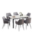 T-1815 | C-1815 Dining Set, Sintered Stone White Marble Top, 7Pc, Grey Fabric Chairs