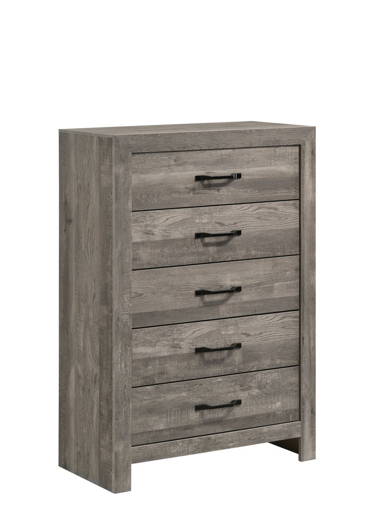 "CHARLOTTE" Chest, Shiplap Grey, 5 Pullout Drawers