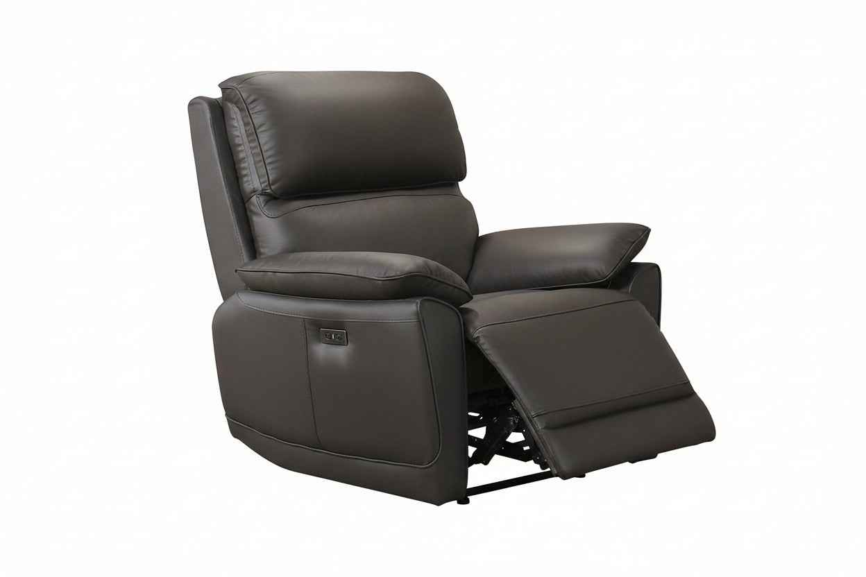 IF-8170 Power Recliner Armchair, Soft Chocolate Brown, Genuine Leather/Match, USB Charging