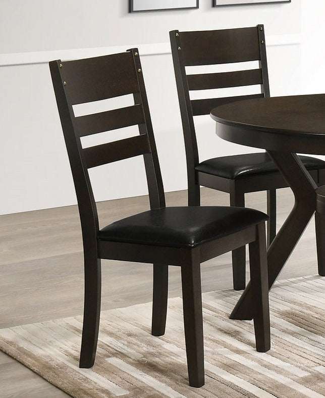 5 Pc Dining Set - 48" Round Espresso Wood Table and 4 Chairs  T-1085 | C-1091