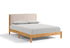 IF-5598 Bed, Brown Wooden Legs, Beige Upholstered Headboard, Vertical Channel Detailing