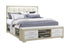 "EMMA" Bed, Natural White, LED Lighting, USB Charging, Built in Bench