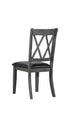 C-1099 Dining Chair, Antique Grey Frame, Black Faux Leather Seat, Double "X" Pattern Backrest (Set of 2)