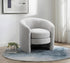 IF-6871 Armchair, Plush Grey Teddy Bear Fabric, Curved Barrel-Style
