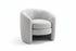 IF-6871 Armchair, Plush Grey Teddy Bear Fabric, Curved Barrel-Style