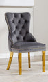 Dining Chair - Grey Velvet with Gold Legs Legs  C-1450