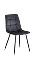 C-1591 Dining Chair, Black, Velvet, Stitching Details, Black Metal Legs