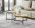 IF-2625 Coffee Table Set, 2Pc, Nested, Sintered Stone Pandora Marble Top, Black and Gold Steel Base