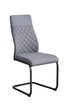 C-1573 Dining Chairs, Grey, Fabric, Diamond Stitching Details, C-Shaped Steel Legs