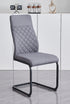 C-1573 Dining Chairs, Grey, Fabric, Diamond Stitching Details, C-Shaped Steel Legs