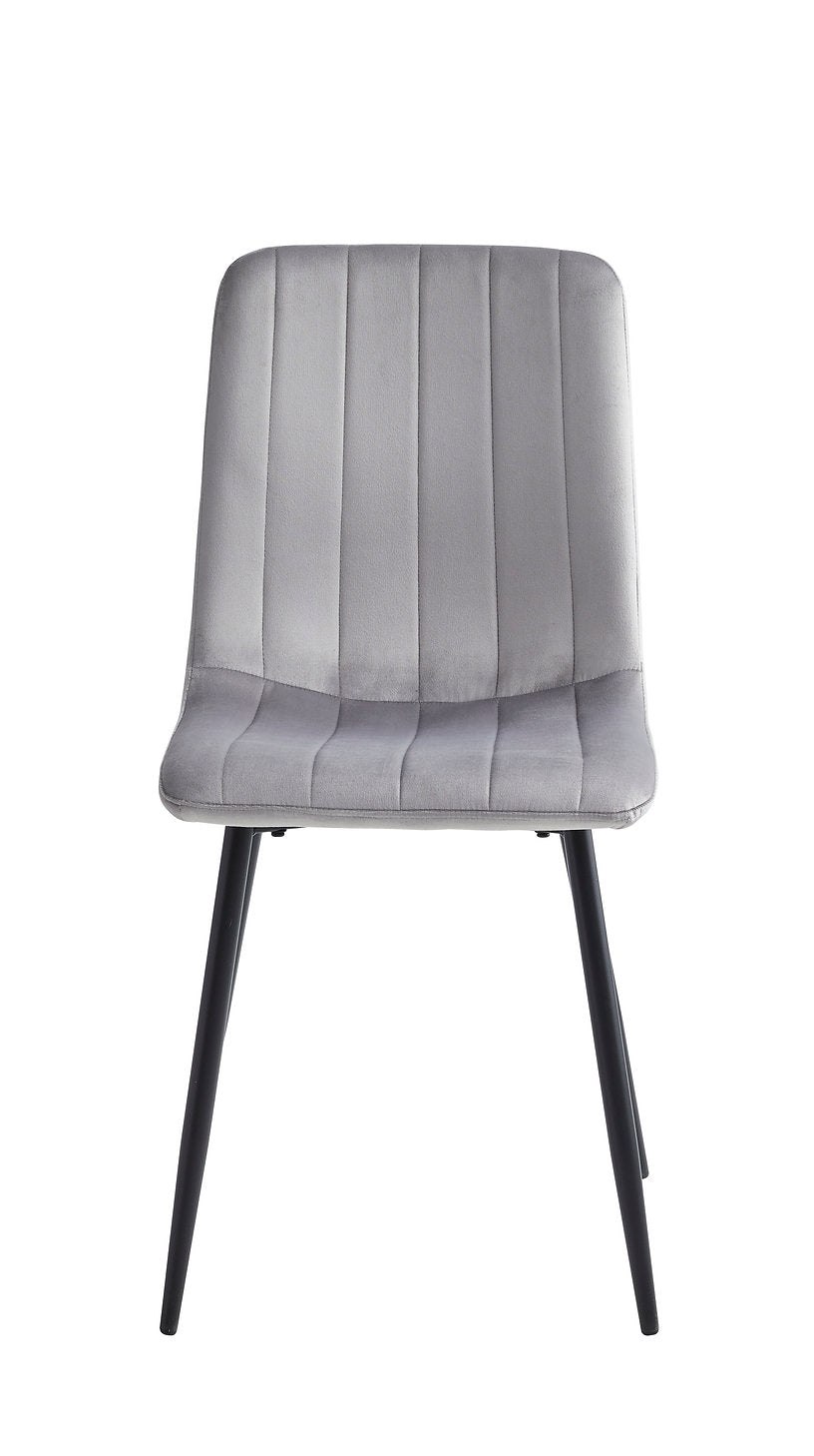 C-1473 Dining Chair, Light Grey Velvet, Black Steel Legs