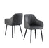 C-1416 Dining Chair, Dark Grey, Faux Leather, Elegant Vertical Channel Stitching Detail, Set of 2