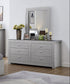 "NEW YORK" Dresser + Mirror, Glossy Grey, Black Glass Top