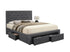 Bed - Dark Grey Fabric with 3 Storage Drawers and Padded Headboard  IF-5295