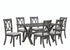 T-1095 | C-1098 Dining Set, 7 Pc, 67" Table + 6 Chairs, Antique Grey, Grey Fabric Seat Chairs