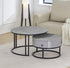 IF-2668 Coffee Table Set, 2Pc, Nested, Armani Grey Stone Top, Black Steel Base