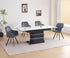 T-1410 | C-1412 Dining Set, 7Pc, Extension Table, 63"-79", Sintered Stone Top, White Marble, Dark Grey Swivel Chairs