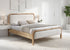 IF-5928  Bed, Natural Wood Frame, Soft Warm Ivory Fabric