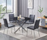 T-1446 Dining Table, 44" Round Black Marble Glass Top, Chrome Frame