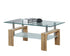 IF-2062 Coffee Table Set, Light Natural Legs, 3Pc, Clear Glass Top, Frosted Glass Shelf