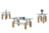 IF-2062 Coffee Table Set, Light Natural Legs, 3Pc, Clear Glass Top, Frosted Glass Shelf