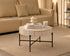 IF-3210 Coffee Table, 32" Round, Elegant Beige Travertine-Look Finish with Natural Stone Texture, Vertical Ribbed Detailing