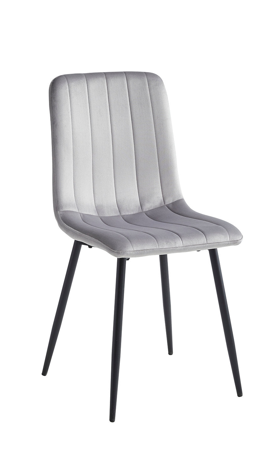 C-1473 Dining Chair, Light Grey Velvet, Black Steel Legs