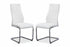 C-1575 Dining Chair, White, Faux Leather, Chrome C-Shape Frame, Elegant Diamond Stitching,  Set of 2 Chairs