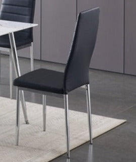 Dining Chair -  Black Faux Leather with Chrome Legs  C-5083