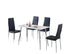 T-5080 | C-5083 - 5Pc Dining Set - 48" White Marble Glass Table & 4 Black  Chairs