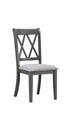 C-1098 Dining Chair, Antique Grey Frame, Fabric Seat, Double "X" Pattern Backrest (Set of 2)