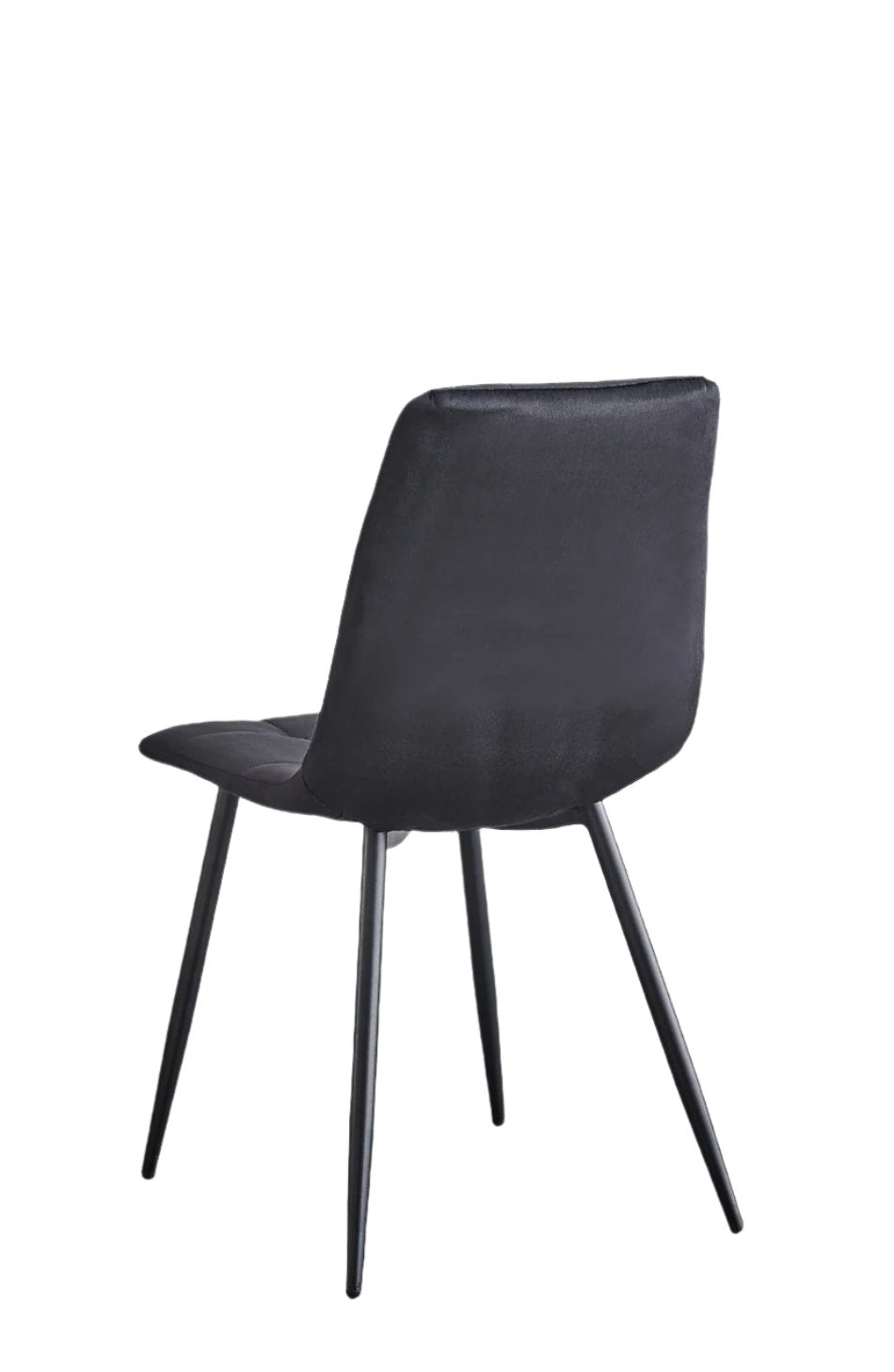 C-1591 Dining Chair, Black, Velvet, Stitching Details, Black Metal Legs