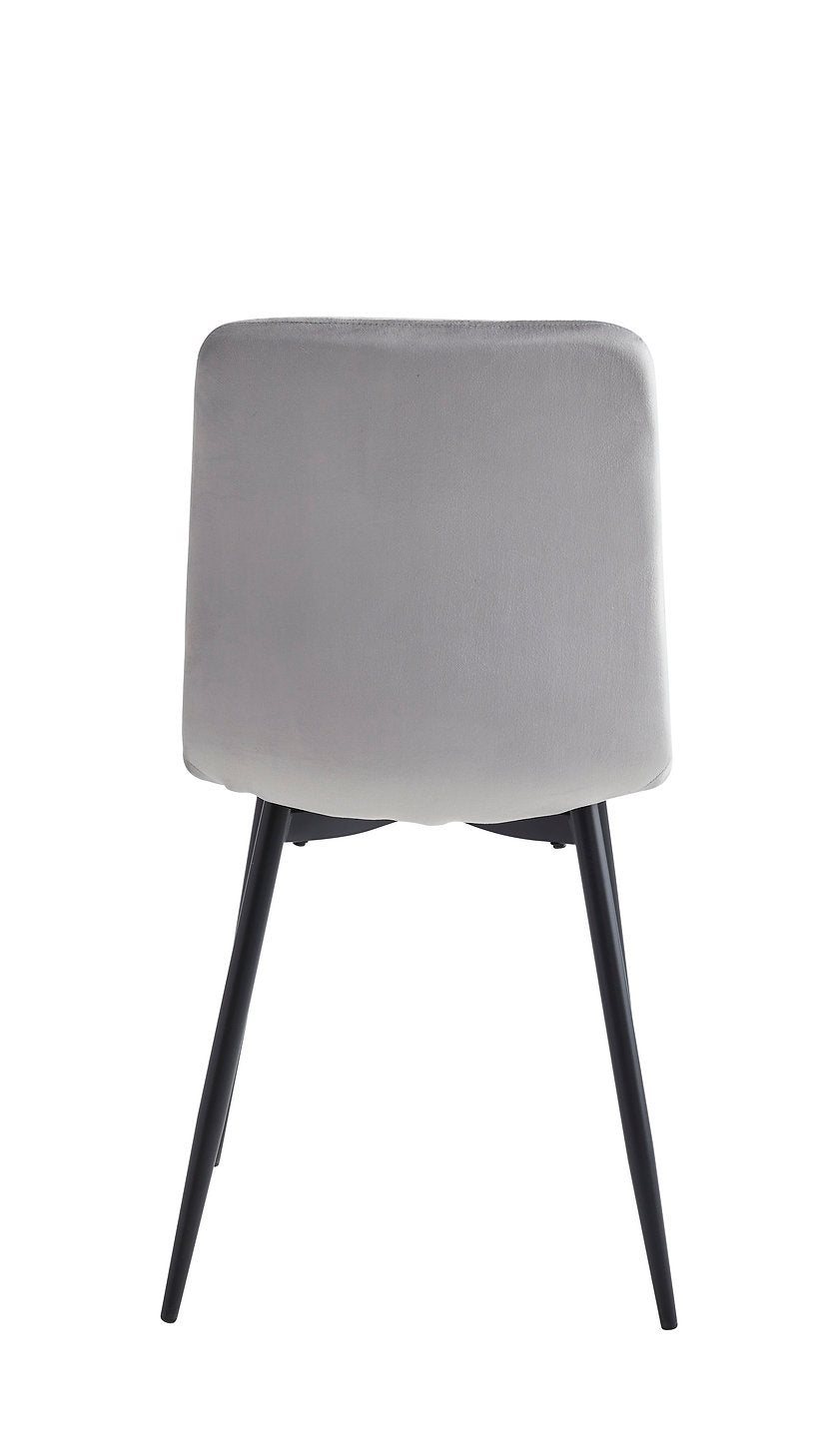 C-1473 Dining Chair, Light Grey Velvet, Black Steel Legs