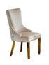 C-1285 Dining Chair, Creme, Velvet, Button Tufting, Gold Legs, Gold Knocker