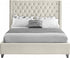 IF-5892 Bed, Cream, Velvet, Deep Tufted Headboard