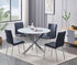 T-1445 | C-1760 Dining Set, 5Pc, 44" Dia Round White Marble Glass Top, Black Chairs