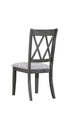 C-1098 Dining Chair, Antique Grey Frame, Fabric Seat, Double "X" Pattern Backrest (Set of 2)