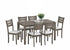 T-1051 | C-1052 - 7 Pc Dining Set, 55"Long Table, Antique Grey Wood, Creme Upholstered Chairs, Cushion Fabric Seats, Ladder Back